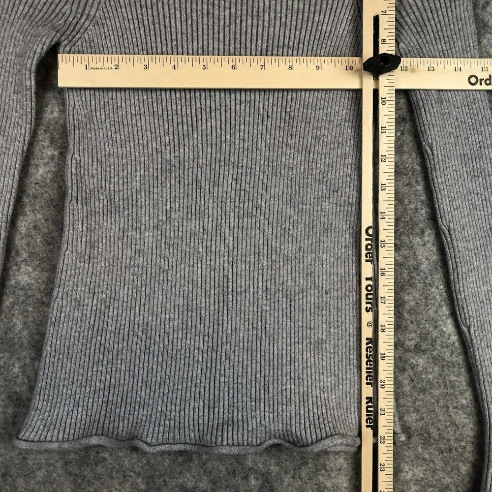 Cotton Emporium Sweater M Rib Knit Slim Fit Flare Cuffs Cutout Front Peek A Boo - Picture 7 of 10